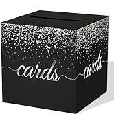 WNINK Black Silver Cards Box for Birthday, Wedding, Bridal or Baby Shower, Graduation, Anniversar...