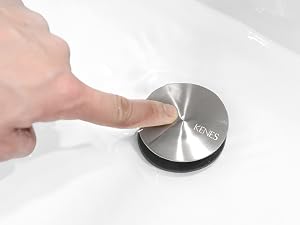 KENES Brushed Nickel Bathroom Sink Drain Stopper Pop up Sink Drain with Overflow
