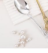 Joyido 30PCS Gold Plastic Spoons - Gold Soup Spoons Disposable - 8.1 Inch Heavy Duty Plastic Silv...