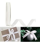 HUIHUANG White Ribbon Frosted Glitter Satin Ribbon Chunky Glitter Ribbon Metallic Glitter Ribbon ...