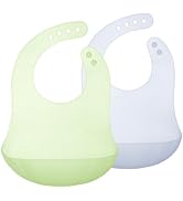 Olababy Fold N Go Silicone Baby Bib w Travel Case | Lightweight Design Eases Pressure Bruising fo...