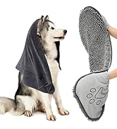 HOMEIDEAS 2 Pack Dog Towels Set, Chenille Shammy Towel and Microfiber Dog Towels for Drying Dogs,...