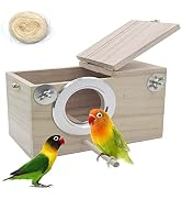 PINVNBY Parakeet Nesting Box Bird House Wood Breeding Box Parrots Mating Box for Lovebirds Budgie...