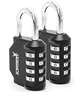 2 Pack 4 Digit Combination Padlock for School Gym Locker Weatherproof No Keys Necessary