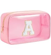 WHHJM Personalized Initial Clear Makeup Bag Cosmetic Bags Travel Toiletry Bag Essentials Emergenc...