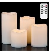 Eldnacele Waterproof Flameless Flickering Candles with Remote Control and Timer Battery Operated ...