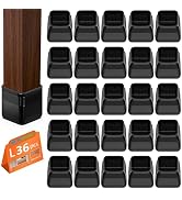 BAIPOK 36Pcs Square Chair Leg Floor Protectors, Silicone Chair Leg Protectors for Hardwood Floors...