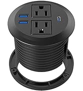 Desktop Power Grommet with PD 20W Fast Charging USB C,Recessed Power Socket with 2 AC Outlets,Flu...
