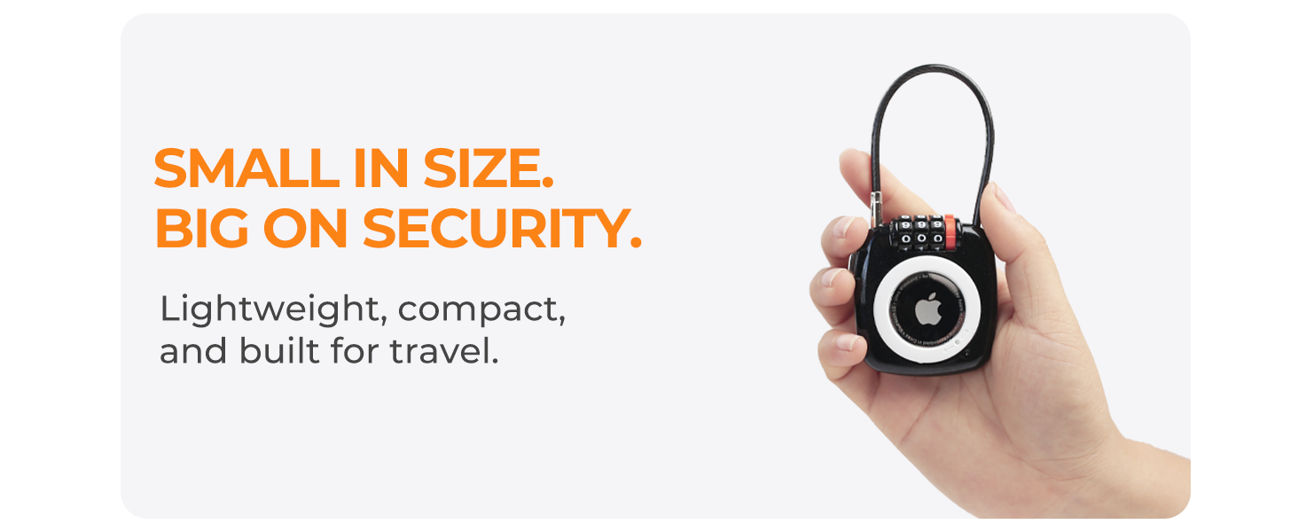 Small AirTag holder, lightweight and portable, works as luggage lock or key ring for travel security