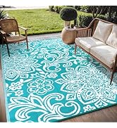 Findosom Waterproof Outdoor Rug 6' x 9' - Reversible Mandala Outdoor Plastic Straw Rug, Durable F...