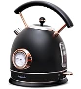 Rasonic Classic Retro Electric Kettle, 1.8L Stainless Steel, 1500W Fast Quiet Boiling, Temperatur...