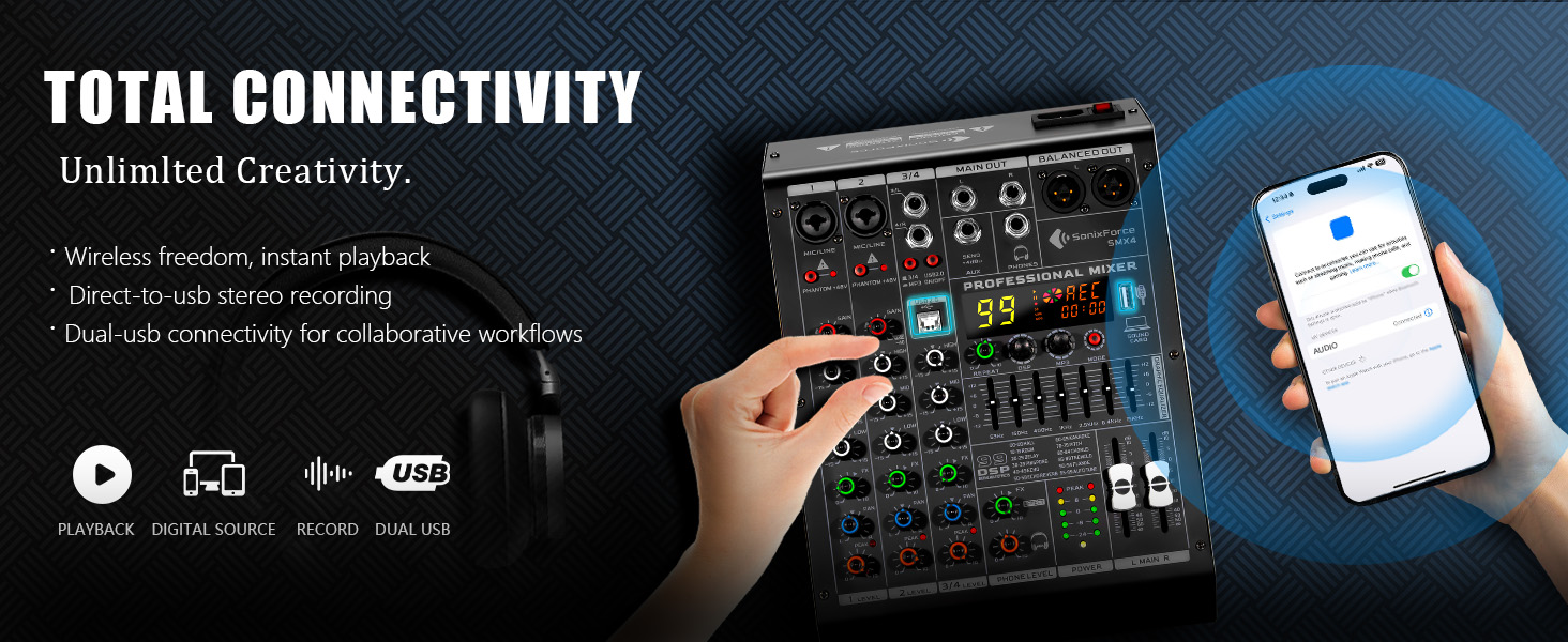 4 channel mixer mixing board digital mixer mezcladora de audio