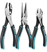 DURATECH 3PCS Plier Set, Pliers Tool Set Including 8 Inch Needle Nose Pliers, 8 Inch Slip Joint P...