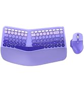 Ergonomic Wireless Keyboard and Mouse, Mechanical Gaming Set with Wrist Rest & OTG & Brush Ideal ...
