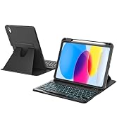 RAYMCRAFT for iPad 11th(A16, 2025)/10th Generation Case with Keyboard, 360° Rotatable Case & Deta...