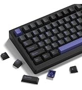 Womier Double Shot PBT Keycaps Set 130 Keys, Cherry Profile Custom Black Keycaps 60 65 75 100 Per...