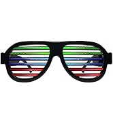 GS GLOWSEEN Light Up Shutter Glasses Sound Reactive - USB Rechargeable Rave Glasses - Black