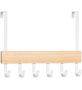 Peasulin Wood & Metal Over the Door Hooks, Sturdy 11IN Over the Door Hook Rack, 6 Door Hooks for ...