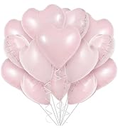 TONIFUL 30Pcs 18 Inch Baby Pink Heart Balloons Pastel Pink Heart Shape Foil Mylar Balloons Decora...