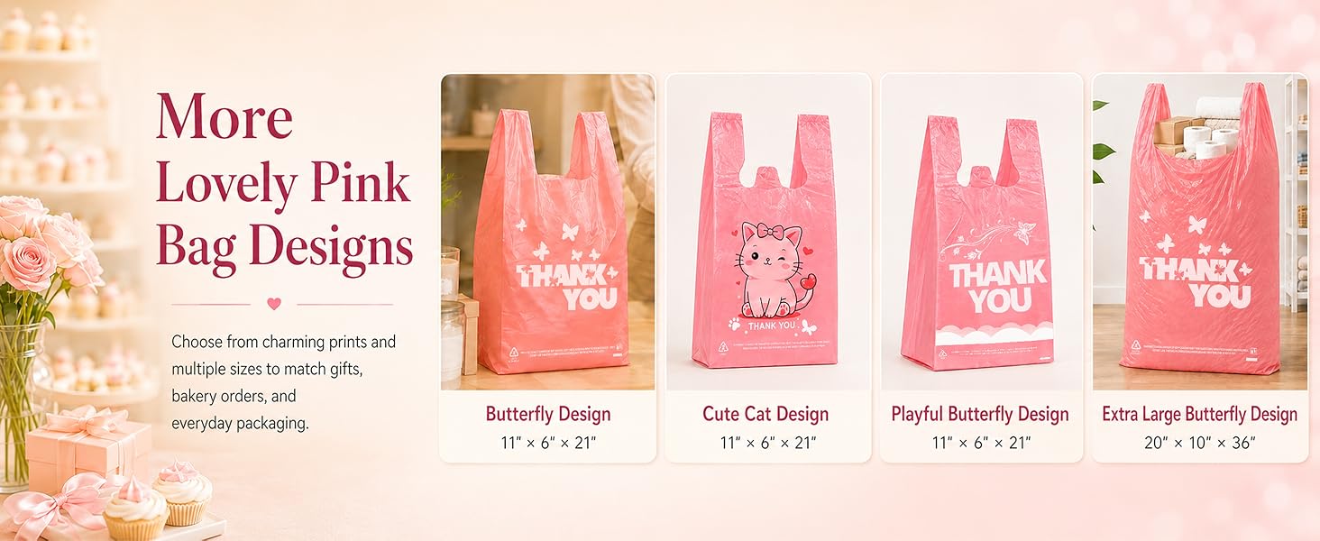 Pink Thank you t shirt bag