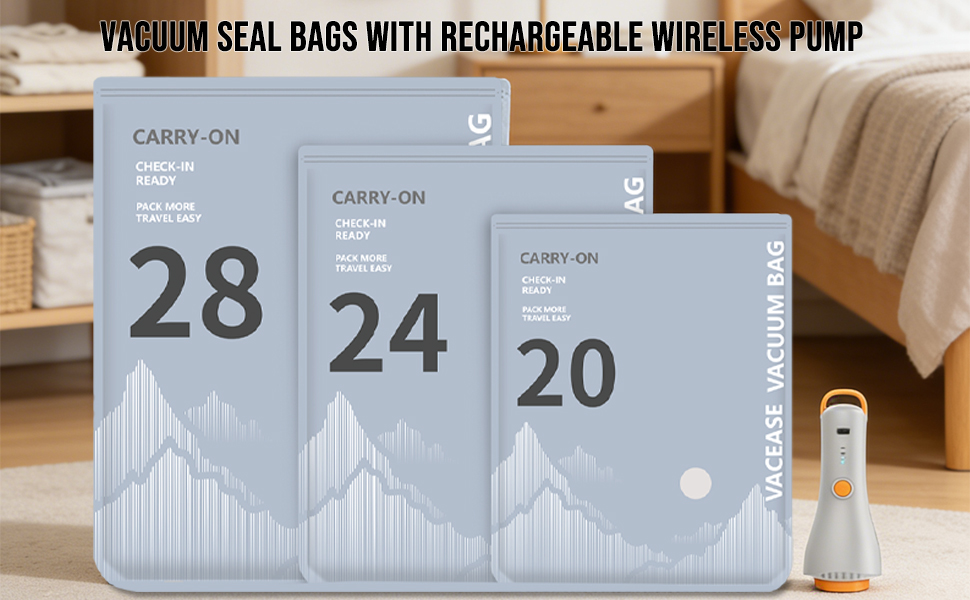 Travel vacuum storage bag with pump