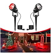 LOHAS Red Spotlight Outdoor, Christmas Red LED Spot Lights for Yard, Auto On/Off 5W 120V Landscap...