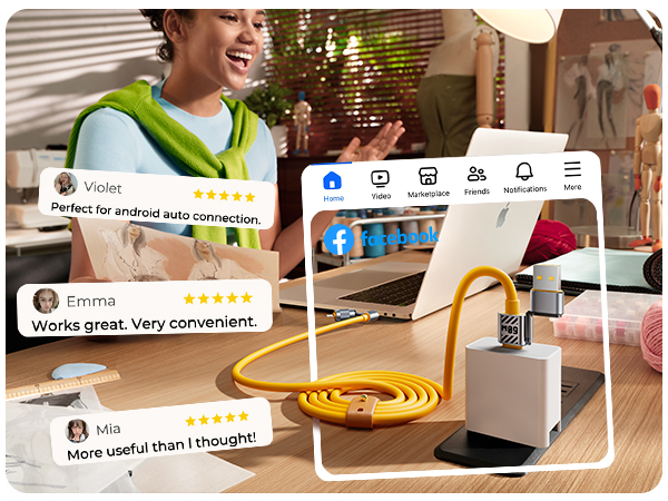 Silicone Multi Cords 4 in 1 USB C Cable Compatible with Lightning Cable 60W Fast Charge