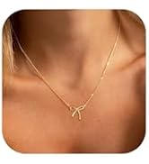 Thaivor Gold Necklace for Women Dainty Bow Necklace 14K Gold Plated Cute Choker Necklace Small Bo...