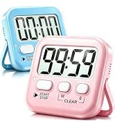 Antonki 2 Pack Digital Timer for Kids Classroom Kitchen Timers for Cooking | With 2*AAA Battery, ...