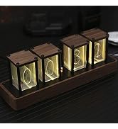 ClocTeck Nixie Tube Clock Walnut Digital Desk Clock, Support Wi-Fi Time Calibration, Alarm and 12...