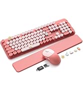 Cute Wireless Keyboard and Mouse Combo with Round Keys, Pink, CK23Pro | Cute typewriter style, Ma...