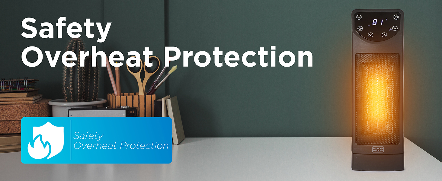 BLACK+DECKER Oscillating Space Heater, Portable Heater with Remote Control