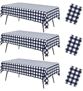misaya 3 Packs Buffalo Disposable Table Cloth, 54 x 108 Inch Waterproof Plastic Tablecloth, Recta...