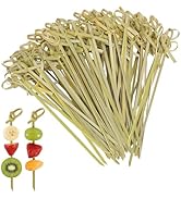 Cosweet 500 Pcs Bamboo Cocktail Picks- 4.8 Inch Natural Biodegradable Food Skewers with Looped Kn...