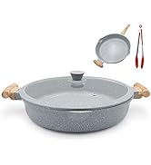 AIKENBBKK Ceramic Frying Pan with Lid, 14 Inch Saute Pan, Non Stick Frying Pans, 2-In-1 Large Coo...