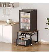 MAHANCRIS Mini Fridge Stand with Storage, Mini Fridge Cabinet with Wheels, 3-Tier Rolling Fridge ...