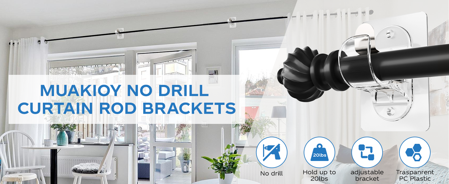 no drill curtain rod holder