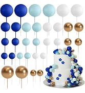ASTARON 32 Pcs Ball Cake Topper Decorations Mini Balloons Cake Topper Sticks Foam Balls Cake Pick...