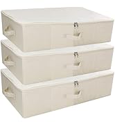 iwill CREATE PRO 3 Pcs Collapsible Rigid Storage Bins for Underbed Organiser, Folding Fabric Stor...