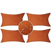 Demetex Outdoor Pillow Cover 12x20 Set of 4 Decorative Lumbar Throw Pillow Covers Waterproof Thro...