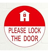 12 Pack Bright Red Please Lock The Door Stickers, Self-Adhesive Vinyl Label Close Door Warning De...