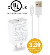 HomeSpot Value Pack 3.3ft (1m) Micro-USB Cord with USB Wall Charger Plug 5V1A USB for Samsung, LG...