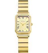 JewelryWe Women's Square Rectangular Watch: Rectangular Dial Roman Numerals Analog Quartz Wristwa...