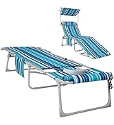 #WEJOY 3 in 1 Tanning Chair with Face Hole & Canopy, 300 lbs Heavy Duty 5 Positions Folding Face ...