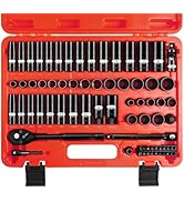 pgroup 3/8 Inch Drive Impact Socket Set, 72 PCS Standard SAE(5/16"- 3/4") & Metric(8-22mm) With S...