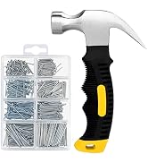 KURUI 700PCs Small Nails for Hanging Pictures Assortment Kit & 8oz Small Hammer, Mini Hammer with...