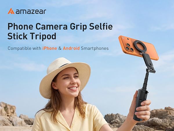 phone camera grip handle smartphone mobile selfie stick tripod for iphone 16 17 pro max