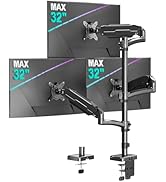 MOUNT PRO Triple Monitor Mount for Max 32" Computer Screen, Adjustable 3 Monitor Desk Mount, up t...