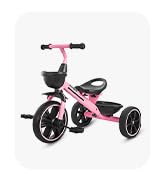 KRIDDO Tricycle for 2-5 Year Olds - Pink Toddler Trike With Gift for 24 Month to 4 Year Old Girls