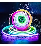 PAUTIX IP65 Waterproof RGB Smart IC COB LED Strip Light Addressable 16.4ft/5m,24V Color Flowing S...